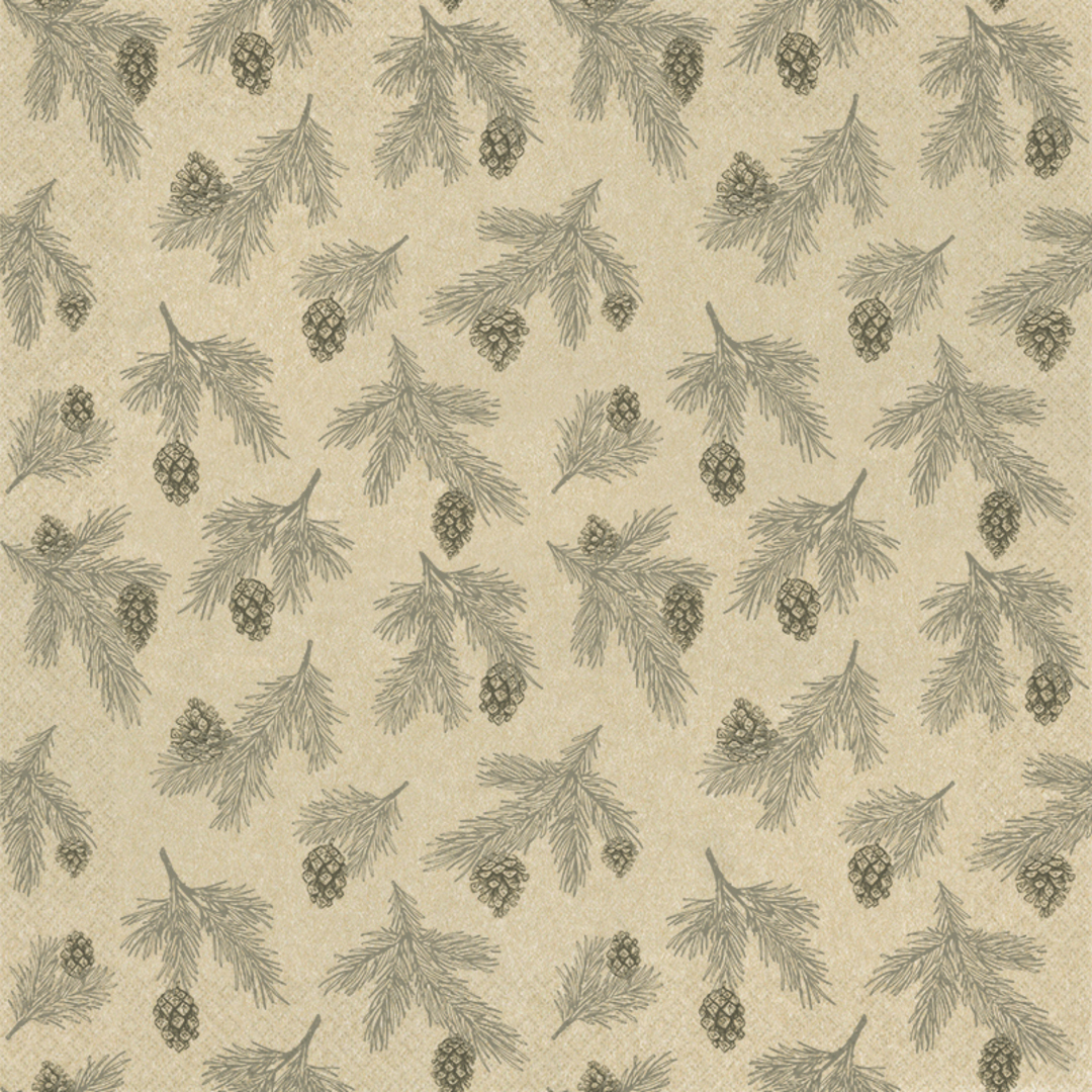 Eco Paper Napkins 33cm, Pine Cones Grey image 1